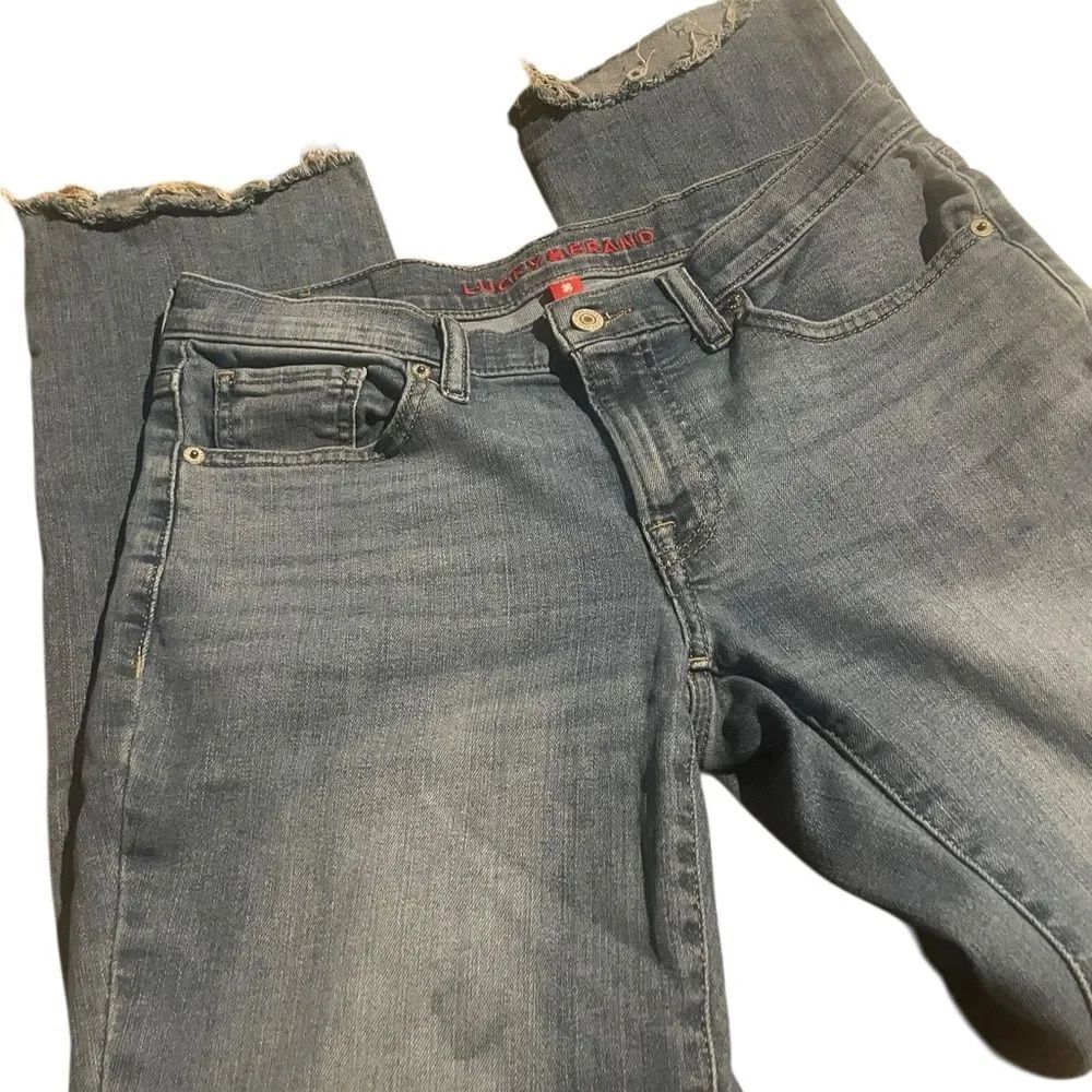 Lucky Brand High Rise Frayed Hem Jeans - Blue